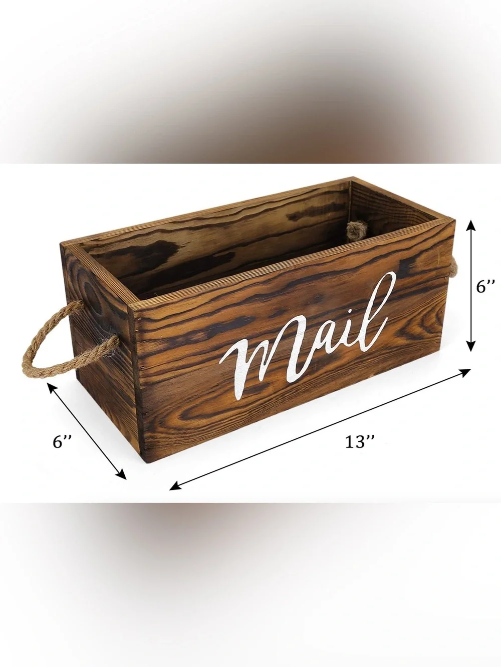 Wooden Mail Organizer Box with White Script